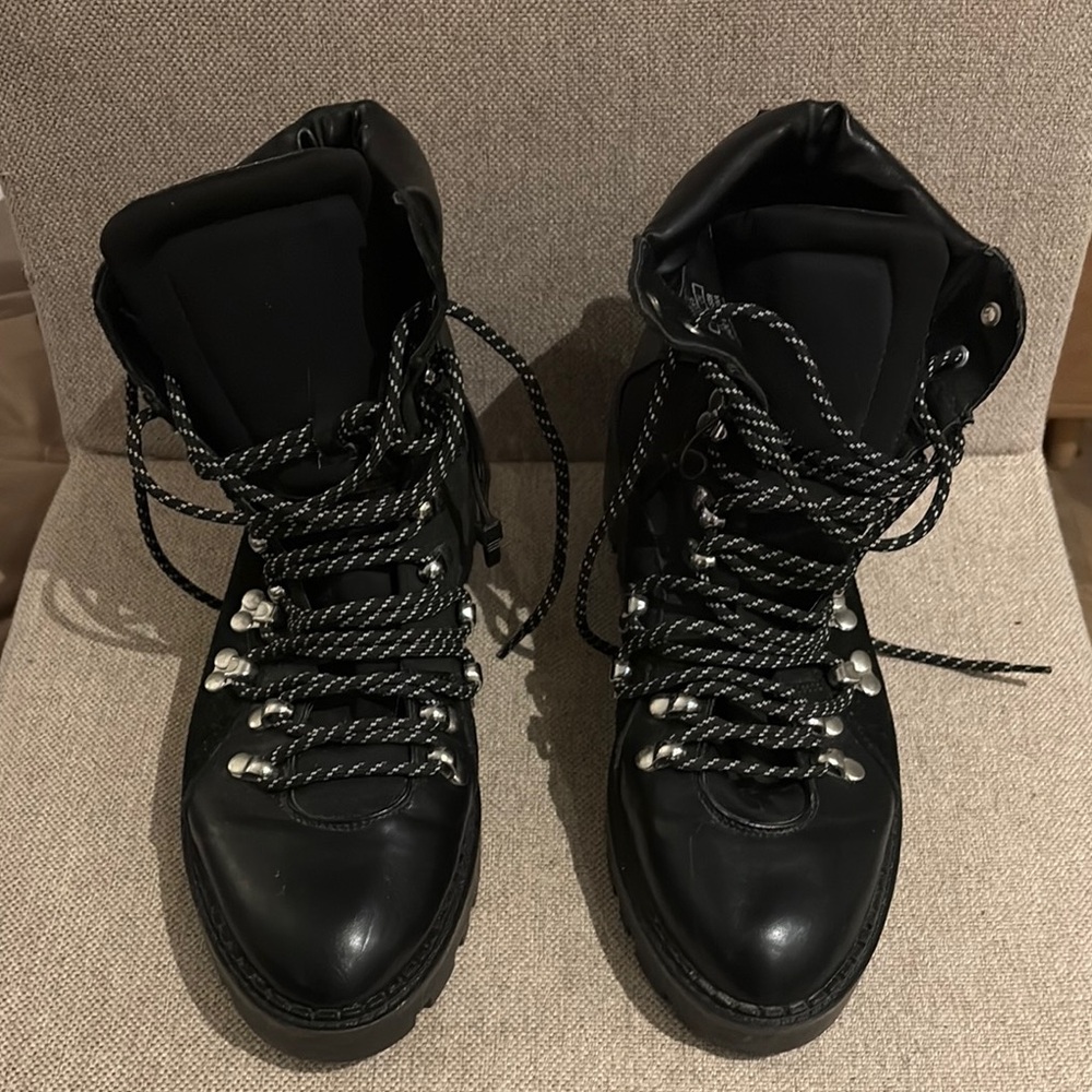 Black zara Lace-Up Boots size 41